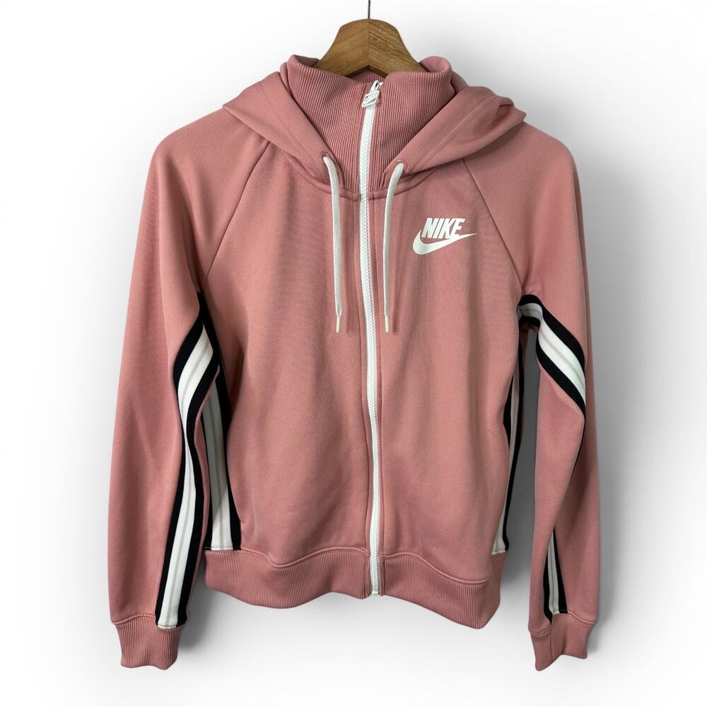 Nike Sportswear Womens size Small Zip Up Hooded Track Jacket Pink White  932431
